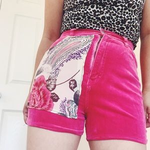 Pink corduroy high waist shorts